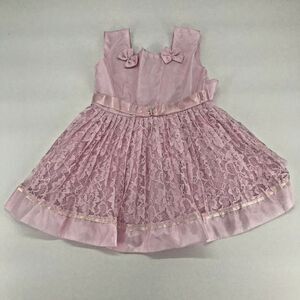 Pink Lace Ruffle Girls Dress Youth Bows